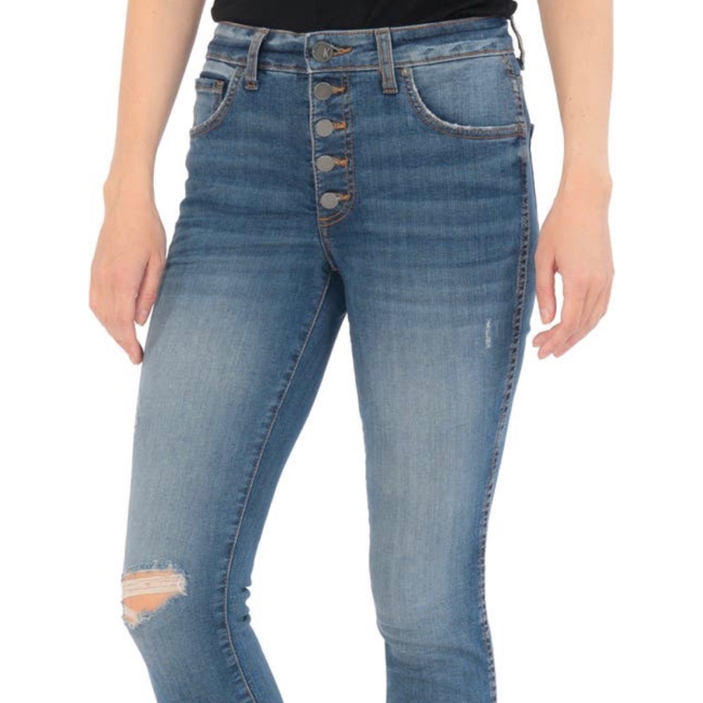 Kut from the kloth size 16 button front raw hem jeans skinny Donna fab ab